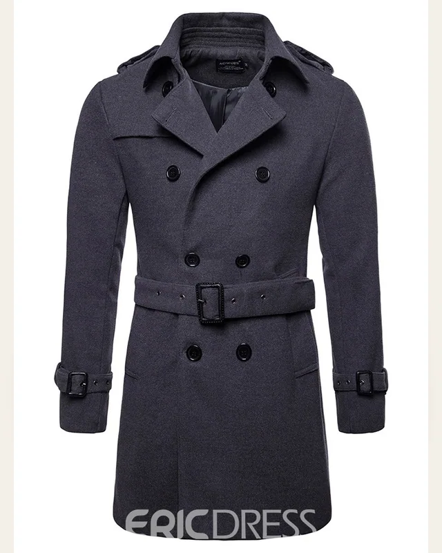 Navy Belted Double-Breasted Coat — Bao An Tailor style