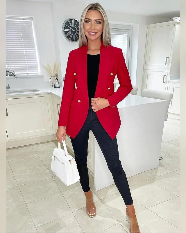 Red Structured Women’s Blazer — Bao An Tailor style