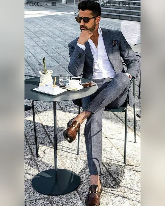 Grey Checked Tailored Suit — Bao An Tailor style